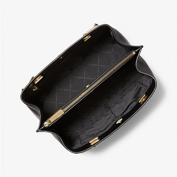 NWT Michael Kors Teagan Large Pebbled Leather Shoulder Bag Black. Chain Straps. - Picture 2 of 3